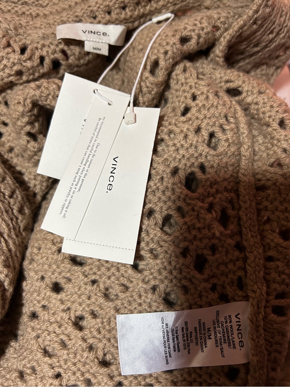 Vince Wool & Cashmere Crochet Cardigan in the shade Amber Light, Size M - Picture 13 of 13